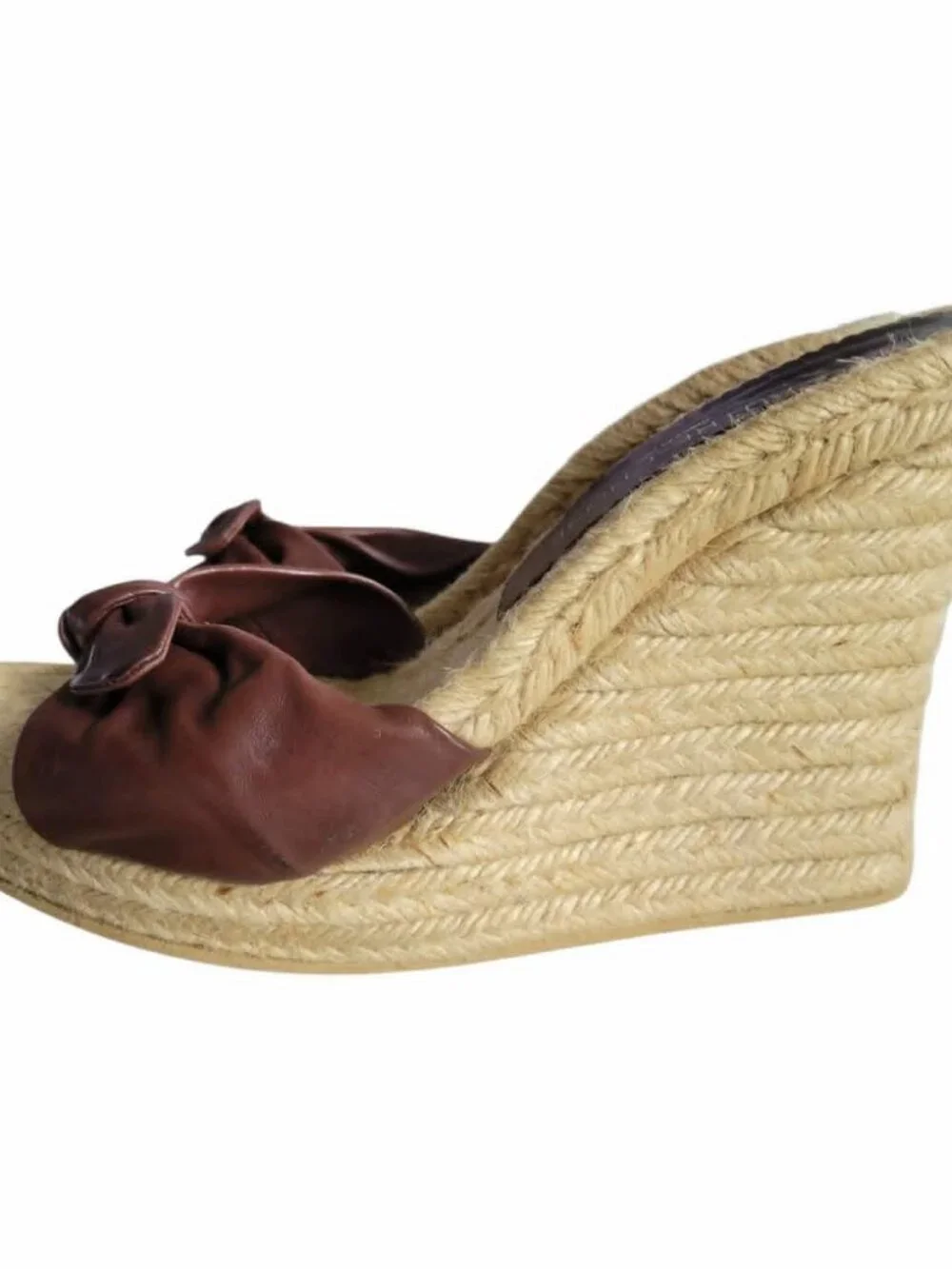 Leather and Raffia stylish high heel wedges